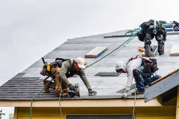 Professional Gutter Installation technician working in Rosanky, TX